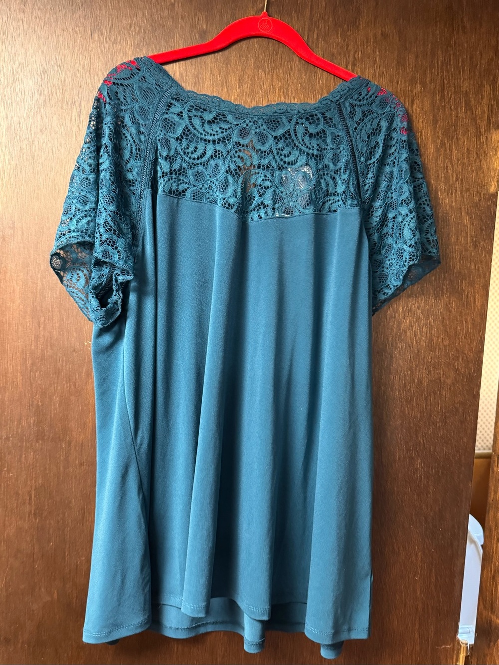 torrid Teal Lace Yoke Short Sleeve Tunic